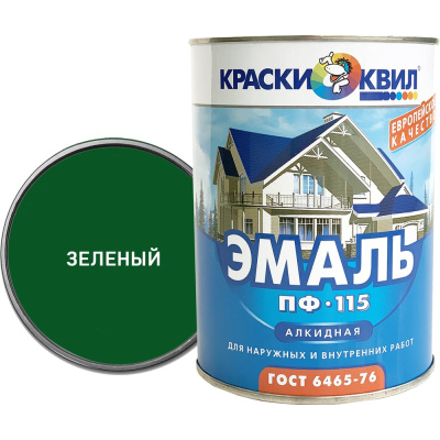 Эмаль Краски квил ПФ-115 зеленая барабан 6 кг