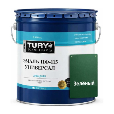Эмаль TURY Универсал ПФ-115 зеленая, 13 кг