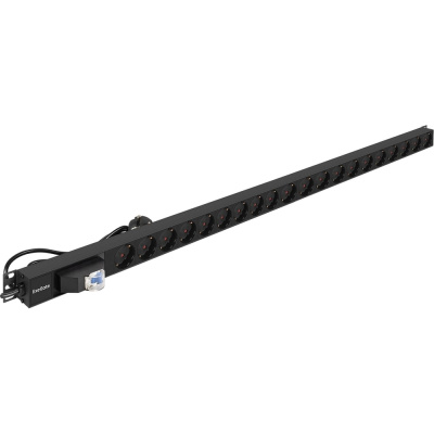 Блок розеток вертикальный ExeGate ServerPro PDU-V201 Al-20S-EU3-1P 19, 1U, Алюминий,20 Schuko