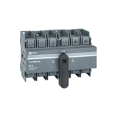 Реверсивный рубильник c рукояткой для прямой установки EKF 3P TwinBlock 80A