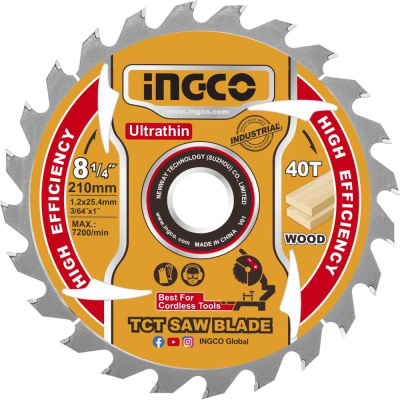Диск пильный INGCO TCT 210 мм INDUSTRIAL