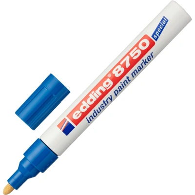 Маркер-краска лаковый (paint marker) EDDING "8750", СИНИЙ, 2-4 мм, круглый наконечник, алюминиевый корпус, E-8750/3