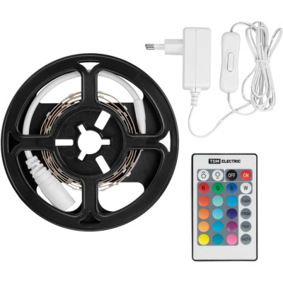 Комплект светодиодной ленты LED/м-12 В-7,2 Вт/м-IP20-RGB (1 м), 12 Вт TDM ELECTRIC