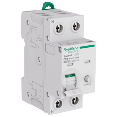 Выключатель дифференциального тока (ВДТ) Systeme Electric 25 A, 2 P, 10 мА, Тип-AC, 230 В