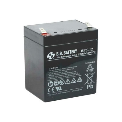 Аккумуляторная батарея 12 В, 5 Ач BB Battery BP 5-12 - необслуживаемый герметизированный аккумулятор с абсорбированным