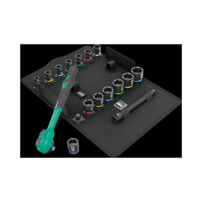 Трещотка WERA 8100 SB 12 Zyklop Comfort в наборе, переключатель реверса, 3/8", метрические размеры, 16 пр.