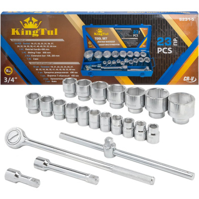 Набор инструментов KingTul 23предмета, 3/4" (6гр.)