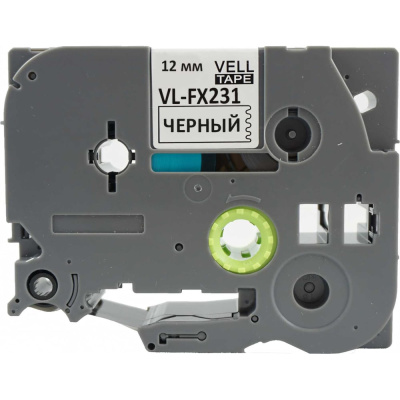 Лента Vell VL-FX231 Brother TZE-FX231, 12 мм, черный на белом, для PT