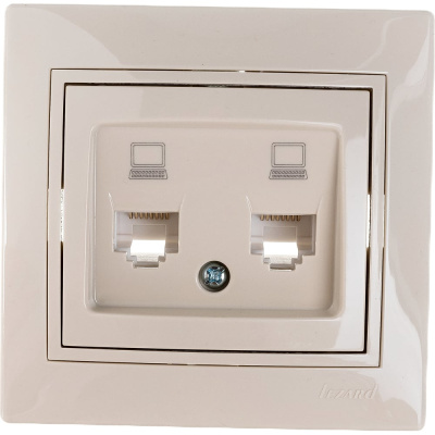 Розетка Lezard Мира RJ45x2 крем с вст крем