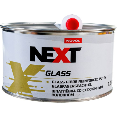 Шпатлевка с длинным стекловолокном NOVOL NEXT GLASS банка 1.8 кг, с отвердителем