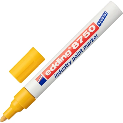 Маркер-краска лаковый (paint marker) EDDING 8750, ЖЕЛТЫЙ, 2-4 мм, круглый наконечник, алюминиевый корпус, Е-8750/5