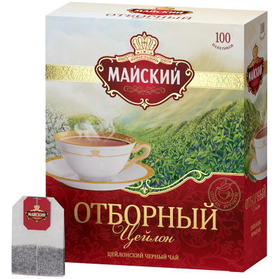 Чай МАЙСКИЙ "Отборный" черный, 100 пакетиков по 2 г, 102224