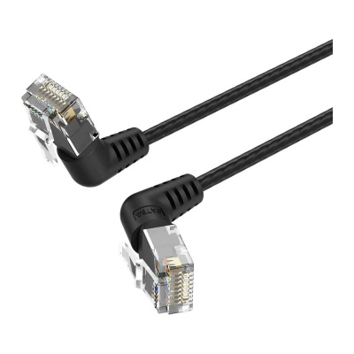 Патч-корд VENTION UTP cat.6a, RJ45 угол 90 - 5м. Черный IBOBJ
