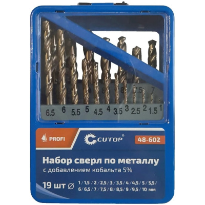 Набор сверл по металлу Profi 19 шт, 1-10 мм CUTOP
