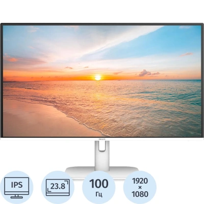 Монитор 23.8 PHILIPS 24E1N1100AW WHITE (IPS,FHD,120Hz,HDMI (AC ext)