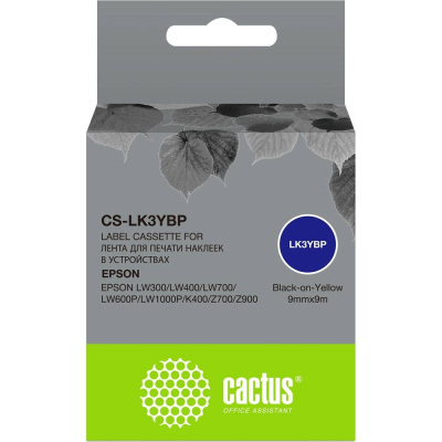 Ленточный картридж CACTUS CS-LK3YBP черный для Epson