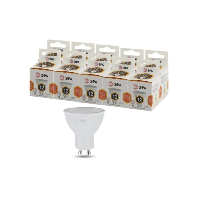 Набор лампочек ЭРА STD LED MR1612W827GU10 светодиодные (EC) GU10, 12 Вт, софит, теплый белый свет, 10 штук