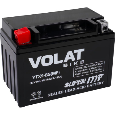 Мотоаккумулятор 12V 9Ah YTX9-BS(MF) L+ для мотоцикла, скутера, гидроцикла, квадроцикла