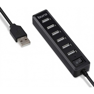Разветвитель BURO USB 2.0 BU-HUB7-1.0-U2.0 7порт. черный