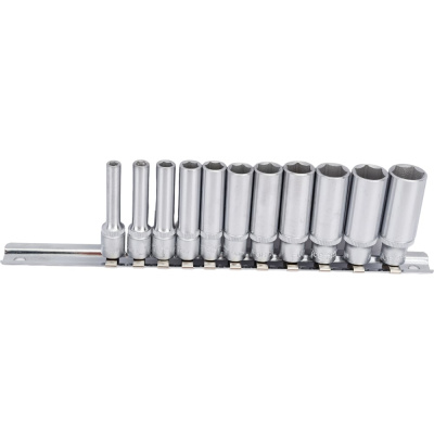 Набор головок 1/4", длинные 6 гранные, 4-14 мм, на планке,11 FORCE