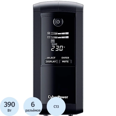 ИБП CyberPower VP700EILCD Line-Interactive 700VA/390W USB (6 IEC С13)
