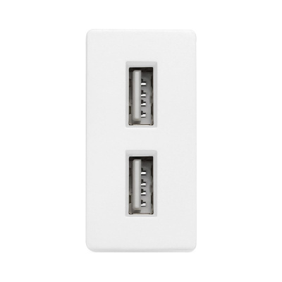 Розетка белая, 1/2, USB A + USB A разъем, 2,4 А, 5 В, модуль, Vell