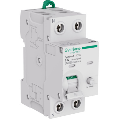 Автоматический выключатель дифференциального тока (АВДТ) Systeme Electric Systeme9 1 P+N, хар-ка B, 32 A, 6 kA, 30 мА