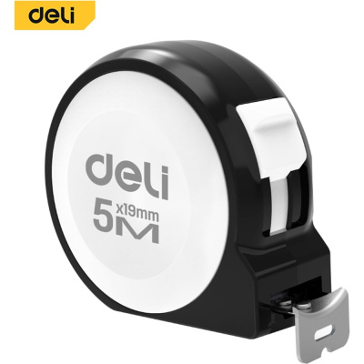 Рулетка DELI Home Series White H8005A 5м х 19мм (Эксклюзивный дизайн, софттач пластик, подарочная упаковка)