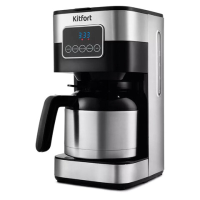Кофеварка капельная KITFORT КТ-752, 900 Вт, объем 1,25 л, дисплей, черный/стальной