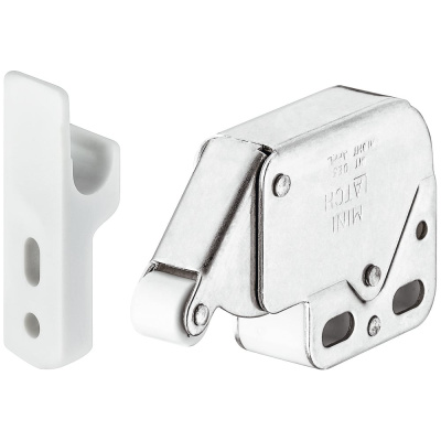 Пружинная защелка Hafele MINI-LATCH + ответная планка, белая