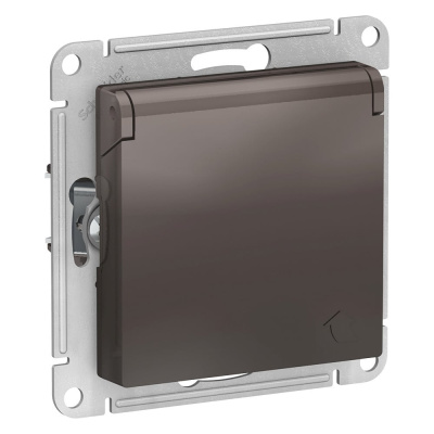 Механизм Systeme Electric (ранее Schneider Electric) серии AtlasDesign в цвете мокко розетки одинарной с заземлением