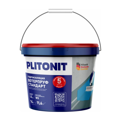 Мастика PLITONIT WaterProof Standard эластичная гидроизоляционная, 14 кг