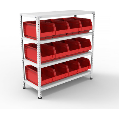 Стеллаж HONEYCOMB Optimus-box 1000x1000x400 с пластиковыми ящиками 5004