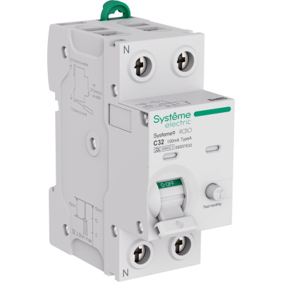 Автоматический выключатель дифференциального тока (АВДТ) Systeme Electric Systeme9 1 P+N, хар-ка C, 32 A, 6 kA, 100 мА