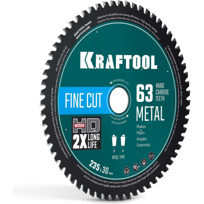 Диск пильный по металлу и стали KRAFTOOL Metal Cut 235 х 30 мм, 63Т