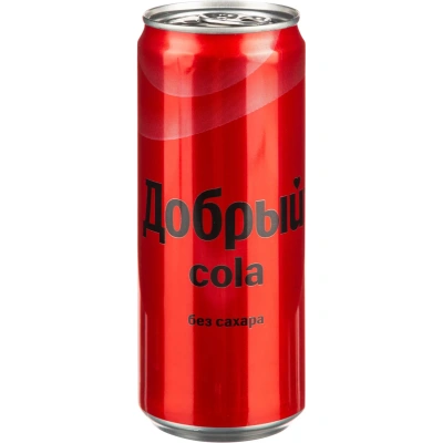 Напиток Добрый Cola без сахара, газ ж/б 0,33л