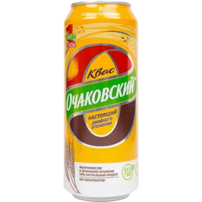 Квас Очаковский фильтрованный пастеризованный, газ ж/б 0,45л