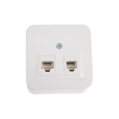 Двойная розетка компьютерная+телефон Systeme Electric (Schneider Electric) Blanca, наружная, белый, RJ45+RJ11, 5E