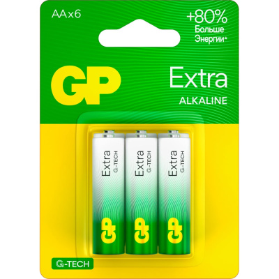 Алкалиновые батарейки GP Extra Alkaline 15А AА - 6 шт