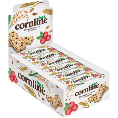 Батончик Cornline из цел. злаков клюква, 30гх18шт/уп (ВК246)