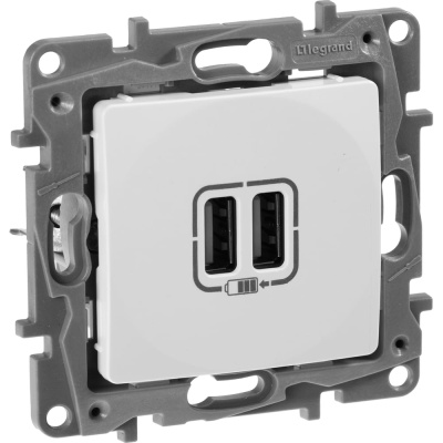 Зарядное устройство Legrand USB тип А / тип А Legrand Etika 3000мА 15Вт белый