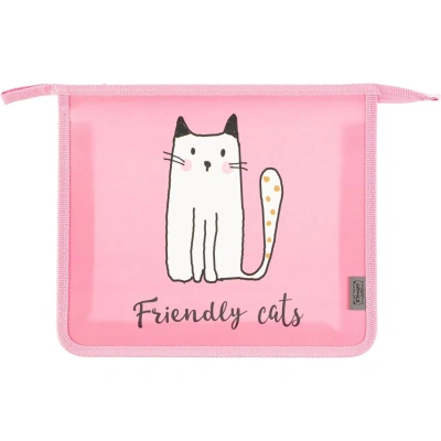 Папка для тетрадей Friendly cats,А5,на молн., пластик, ПТ-713