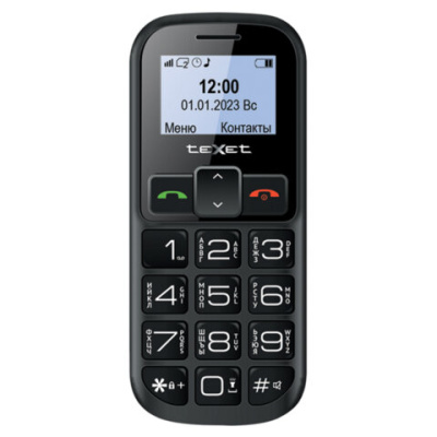 Телефон мобильный TEXET TM-B322, 2 SIM, 1,44", microSD, FM, MP3, фонарик, SOS, черный, 00-00003036