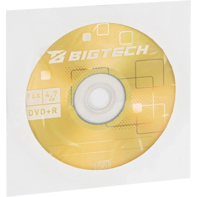 Носители информации Bigtech YDVDRB010 DVD+R 4,7 Гб/16х/1шт конверт белый