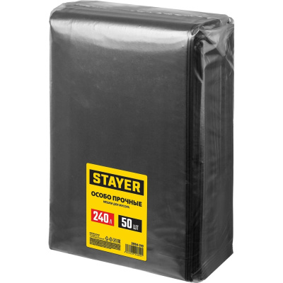 Строительные особопрочные мусорные мешки STAYER Heavy Duty 240 л, 50 шт