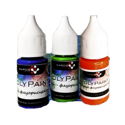 Набор красителей Saros Polymer PolyPaint ФЛУОРЕСЦЕНТ 4x17 гр, в коробе