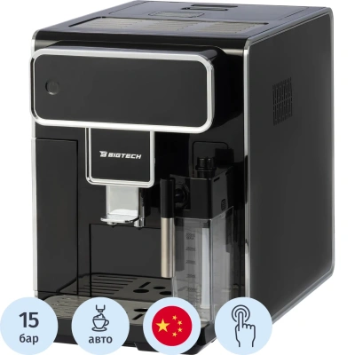 Кофемашина автоматическая BigTech DСМ308,с емк для м-ка,1,5л,зерн 300г,черн