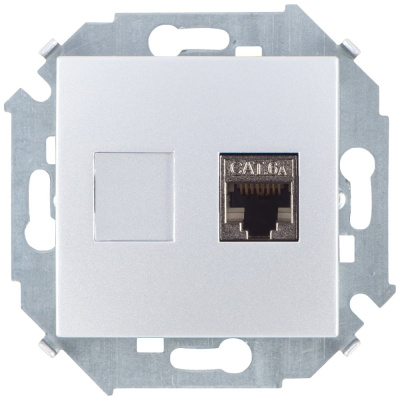 Компьютерная розетка Simon RJ45 кат.6а АМР, FTP, алюминий