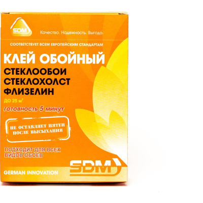 Обойный клей SDM — быстрорастворимый клеевой состав для работы со стеклообоями, стеклохолстом и флизелином