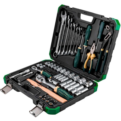 Набор инструментов Rockforce 74 предмета 1/4'', 1/2'' (6 граней)